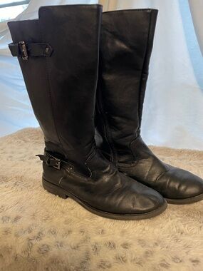 Sugar Black Tall Girls Riding Boots with Buckle Detail